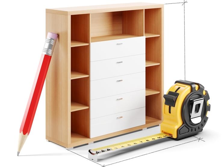 Hintergrund Freiplanung - Schrank, Maßband und Bleistift Schrank, Maßband und Bleistift