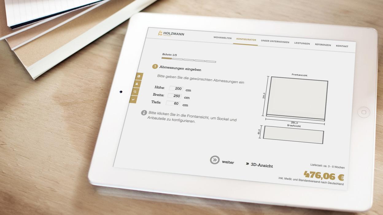 Möbelplaner - online Wunschmöbel planen Möbelplaner Demonstration auf dem IPad